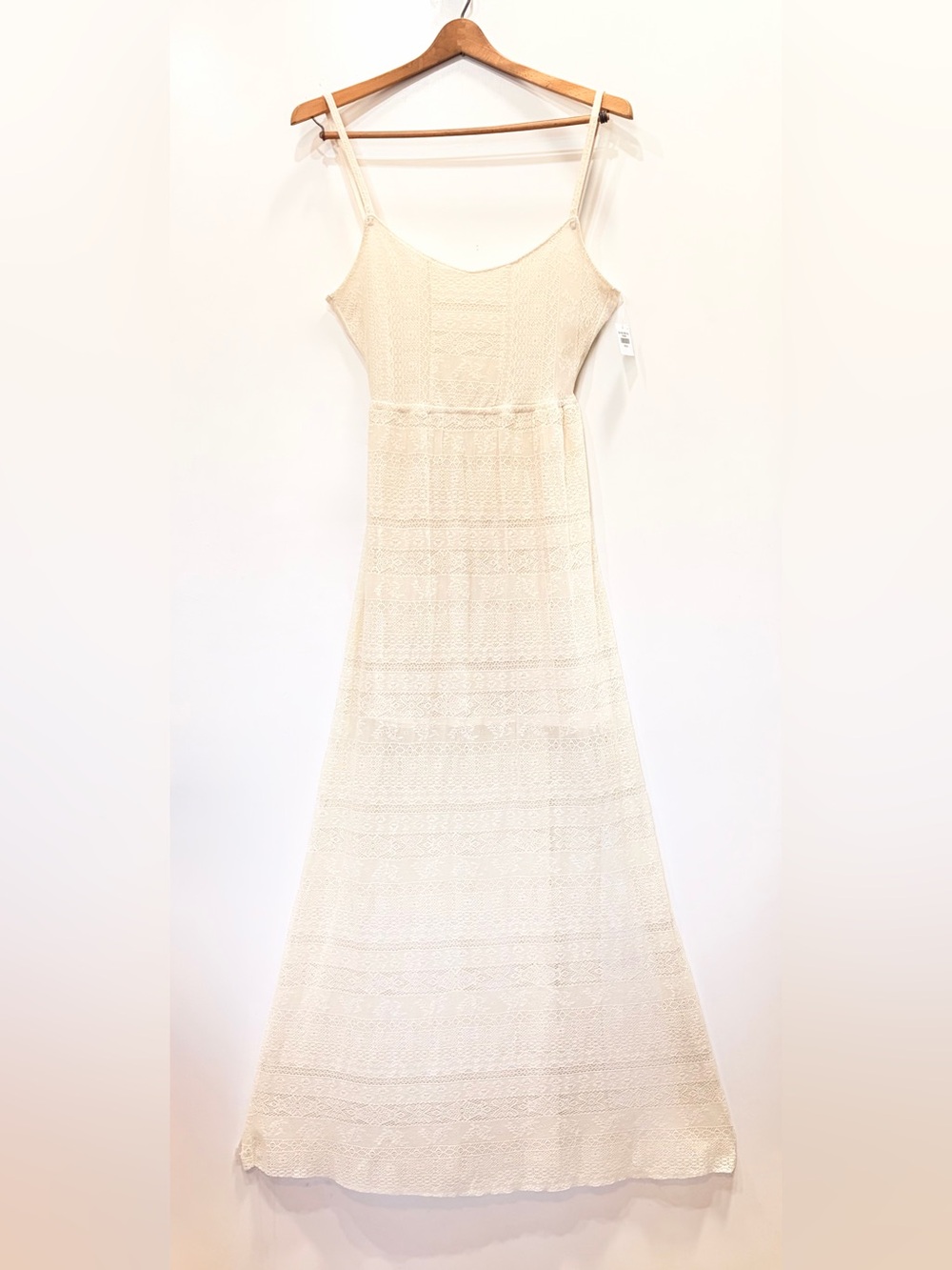 Hollister- Cream Lace-Texture Maxi Slip Dress
